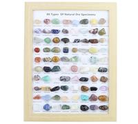 80 Piezas 7-9mm Piedras Naturales de Cristal Set con Marco de Exhibición, Especímenes Minerales Geológicos para Bricolaje Piedras Preciosas, Decoración del Hogar, Colección (80 colores)