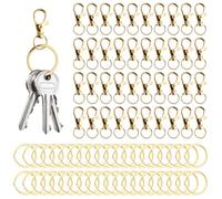 80 Piezas Anillas Llaveros Dorado, 40 Argollas Para Llaveros 25mm y 40 Mosquetones Pequeños, Ganchos Giratorios de Metal para Llavero, para Mochila, Bolso, Accesorios para Hacer Llaveros Diy,