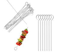 80 Piezas Brochetas Barbacoa con Anillo, MUNTE Brochetas Acero Inoxidable, Palos Pinchitos Reutilizable, Fácil de Limpiar, Adecuado para Barbacoas Familiares y Picnics al Aire Libre(2,5mm x 15cm)