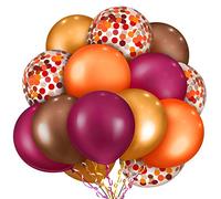 80 piezas de globos de fiesta de Halloween Set de confeti Globos de látex para cumpleaños, baby shower boda, graduación 4 de julio Decoraciones, 12 pulgadas (rojo vino, naranja, oro, café)