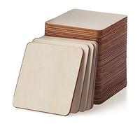 80 piezas de madera sin terminar, cuadradas de 7.6 cm, cuadradas de madera en blanco, azulejos de recorte de madera natural, rebanadas de madera, pintura, posavasos de madera sin terminar