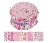 80 piezas de tela de algodón, 6,5 x 50 cm, patchwork, tela para acolchar, coser algodón para manualidades, costura, ropa de muñecas, decoración de cojines (rosa, 80 unidades)