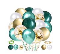 80 Piezas Globos Metalicos, Globos de Confeti Dorado, Globos de Látex de Oro Blanco Verde para Decoración de Cumpleaños, Bodas, Decoración de Fiestas, Fiestas de Cumpleaños Infantiles