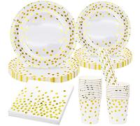 80 Piezas Juego de vajilla para fiestas, 20 invitados platos, vasos, servilletas, pajitas - Elegante vajilla de fiesta para bodas