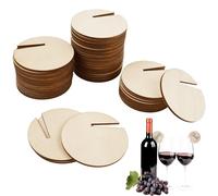 80 Piezas Marcadores de Copas de Madera,Ø 50 mm Identificador de Vasos,Marcadores para Copas,con Ranura, Superficie Sin Imprimir,para Bodas, Bares y Fiestas de Cumpleaños