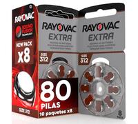 80 Pilas auditivas Rayovac Extra 312 10 x 8 Pilas para audífonos