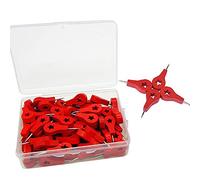 80 pinzas de madera para el pulgar de madera en diseño de estrella roja/flecha para mapas del mundo, tablones de anuncios, proyectos de manualidades