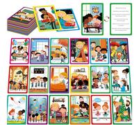 80 tarjetas de conversación de escena, más de 480 preguntas de qué, dónde, quién, por qué y cómo, materiales para habilidades sociales, aprende a través de ilustraciones amigables de situaciones
