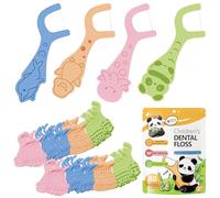 80 unidades de hilo dental para niños, hilo dental para niños, mango antideslizante con sabor a fruta, 4 colores, formas de animales, palillos de seda dental, limpiador de dientes