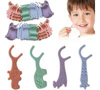 80 unidades de hilo dental para niños, juegos de cuidado dental, 4 formas de animales, hilo dental para niños para la limpieza de los dientes dentales para espacios interdentales estrechos, palillos