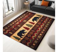 80 x 150 cm Alfombra Salon Formas Geométricas Animal Oso Alfombra Pelo Corto Antideslizante Interior, Fácil de Limpiar para Dormitorio Comedor Rojo