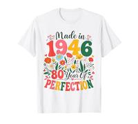 80 Year Old Made in 1946 Retro Floral 80th Birthday Women Camiseta