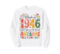 80 Year Old Made in 1946 Retro Floral 80th Birthday Women Sudadera