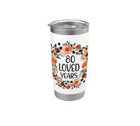 80 Years Loved 80th Birthday funny 80 Year Old Women's Vaso térmico de acero inoxidable de doble pared