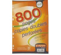 800 copias dobles perforadas, A4, 21 x 29,7 cm, azulejos grandes, papel blanco 90 g, para archivador mínimo de 32 x 26 cm, calígrafo 9243C (rango escolar Clairefontaine)