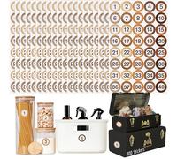 800 PCS Pegatinas de Números 1-40, Resistentes al Agua/Aceite/Lágrimas Etiquetas Números de Estilo Rústico de Madera, Se Retiran Sin Residuos para Interiores, Oficina, Aula, Cajas (2.5cm, 20 Hojas)