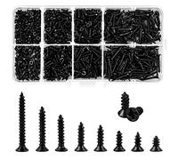 800 Piezas Juego de Tornillos Autorroscantes M2 Negro Acero Al CarbonoTornillos de Cabeza Cruzada Pequeños Kit Surtido de Tornillos Autorroscantes con Caja para Madera Plástico Metal Blando 4-16 mm