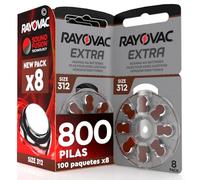800 Pilas auditivas Rayovac Extra 312 100 x 8 Pilas para audífonos