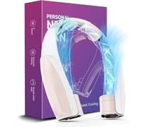 8000 mAh Ventilador Portátil de Cuello Recargable, Ventilador USB 6 velocidades,Ventilador sin aspas, Mini Cuello Ventilador de Silencioso, para Coche Deporte Oficina Hogar Viajar Acampar, Blanco