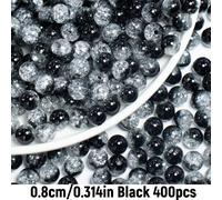 800pcs/400pcs Cuentas Acrílicas Negras de 6mm/8mm con de Hielo para Hacer Joyería DIY, Pulseras, Collares, Llaveros y Accesorios de Materiales Hechos a
