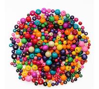 800Pcs Cuentas de Madera con Gran Agujero, BetterJonny Abalorios Maderas Natural Cuentas de Madera Colorida Bolas de Maderas Cuenta Espaciadoras para Manualidades y Fabricación de Joyas