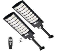 800W Farola Solar Exterior 2 Pack, 791 LEDs 6500K Con Sensor de Movimiento y Mando a Distancia, IP65 Impermeable 3 Modos, Inteligente Solar para Aparcamiento Jardín