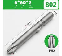 802/6c Tools High 802 - Juego de puntas de destornillador de cruz 60200 mm Ph0 Ph1 Ph2 aleación de acero fuerte magnético redondo destornillador para broca (6X60XPH2)