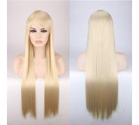 80CM 31 '' Pelucas de cosplay Pelo sintético falso resistente al calor Negro Azul Marrón Rubio Ruso Brasileño Pelucas rectas + gorro de peluca Un tamaño largo Peluca recta 15