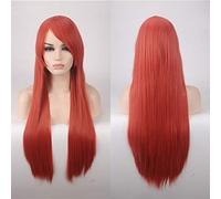 80CM 31 '' Pelucas de cosplay Pelo sintético falso resistente al calor Negro Azul Marrón Rubio Ruso Brasileño Pelucas rectas + gorro de peluca Un tamaño largo Peluca recta 3