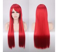 80CM 31 '' Pelucas de cosplay Pelo sintético resistente al calor falso Negro Azul Marrón Rubio Ruso Brasileño Pelucas rectas + gorro de peluca Un tamaño largo Peluca recta 23