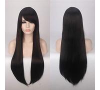 80CM 31 '' Pelucas de cosplay Pelo sintético resistente al calor falso Negro Azul Marrón Rubio Ruso Brasileño Recto Pelucas + gorro de peluca Un tamaño largo Peluca recta 1