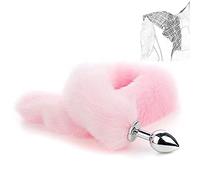 80cm Extra Largo Artificial Foxtail Anal Plug Metal Removible Anal Docking Plug Dildo Próstata G-spot Estimulación Anal Dilator SM Role Play Fetiche Juguetes Sexuales Para Mujeres Hombres(M)