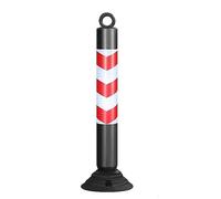 80cm Reflective Traffic Cones - Durable PU Parking Bollards with Base Plate for Driveway and Road(Black+red,I pack)