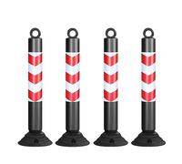 80cm Reflective Traffic Cones - Durable PU Parking Bollards with Base Plate for Driveway and Road(Black+red,4 pack)