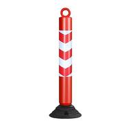 80cm Reflective Traffic Cones - Durable PU Parking Bollards with Base Plate for Driveway and Road(Red+white,I pack)