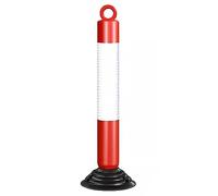 80cm Reflective Traffic Cones - Durable PU Parking Bollards with Base Plate for Driveway and Road(White+red,I pack)