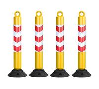 80cm Reflective Traffic Cones - Durable PU Parking Bollards with Base Plate for Driveway and Road(Yellow+red,4 pack)
