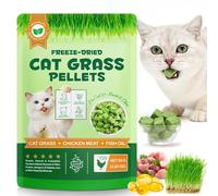 80g Snacks de Hierba para Gatos en Pellets - Liofilizados con Pollo, Hígado, Corazón y Aceite de Pescado - Ricos en Proteínas y Fibra - Anti Bolas de Pelo - para Gatos con Estómago Sensible