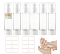 80ml Dispensador De Crema 6 Piezas Airless Pump Dispensador Crema, Botellas De Loción Al Vacío, Rellenables, con Pegatinas, para Loción, Crema Facial, Crema De Manos, Champús, Acondicionadores