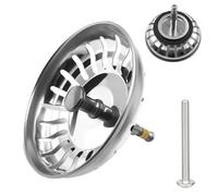 Ø 80mm Coladores Fregadero de Acero Inoxidable, Colador de Drenaje Universal para Fregadero de Cocina con Pasador Ajustable, Upgraded Kitchen Sink Plug Strainer, Tapón de Desagüe