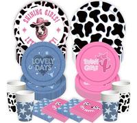 80pcs Fiesta de Vaquera del Oeste y Vasos para Cumpleaños 20 Personas Vajilla Cumpleaños Infantil Servilletas Papel Platos Cubiertos Decoración para Fiesta de Rodeo Vaqueros Cumpleaño Niñas y Mujeres