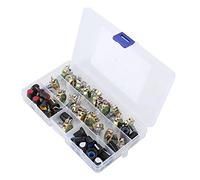 80pcs Kit de Potenciómetro de 80pcs Conjunto Cálculo Múltiples Retención con Botón Control Audio, Guitarra, Rotación Entrada Amplificador, Lavadora Anidada Incluida