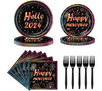 80pcs New Years Eve Plates and Napkins, New Years Eve Party Pack, Serve 20 Guests New Year's Eve Party Plates Supplies 2024