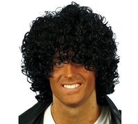 80s 1980s Efecto Mojado Peluca Afro Disfraz JACKSON 1980s Jacko Negra de Smiffys