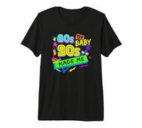 80s Baby but 90s Made Me Vintage Colorful Party Theme 90s Camiseta Premium