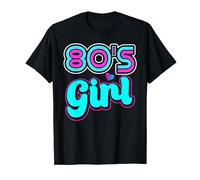 80's Costumes For Girls Disfraz de fiesta retro de los años 80 Camiseta vintage de los años 80 para mujeres y niñas fans de los 80, Manga corta, T-Shirt, Negro, Talla S, Unisex-niños, Mujeres