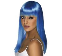 80s Glamourama Disfraz Peluca con Flequillo Neon Azul Despedida de Soltera