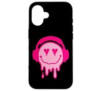 80s Heart Eyes Melting Pink Smile Melted Goteo Happy Face Carcasa para iPhone 16