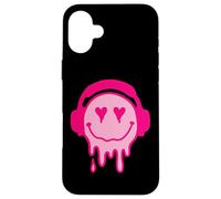 80s Heart Eyes Melting Pink Smile Melted Goteo Happy Face Carcasa para iPhone 16 Plus