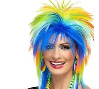 80's Multicolor Arcoiris Peluca Punk 1980s Salmonete Accesorio para Disfraz
